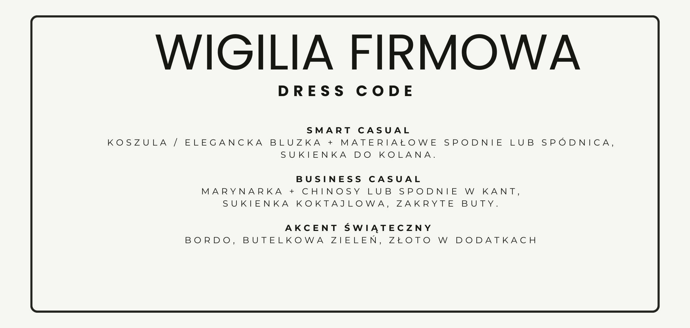 wigilia firmowa dress code
